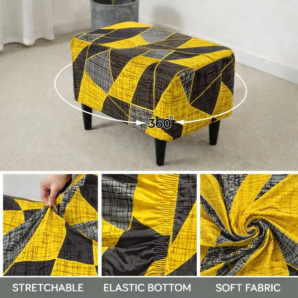 Gifts_Island_Polyester_1_Seater_Chair_Checkered_Cover_(Pack_Of_2_Yellow_Prism_Stretchable_Ottoman_Cover_For_Square_Footrest,Puffy)