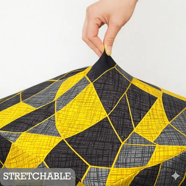 Gifts_Island_Polyester_1_Seater_Chair_Checkered_Cover_(Pack_Of_2_Yellow_Prism_Stretchable_Ottoman_Cover_For_Square_Footrest,Puffy)