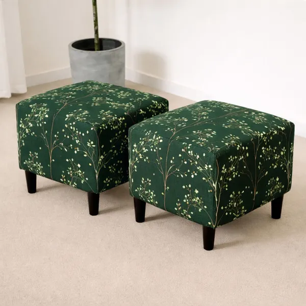 Gifts_Island_Polyester_1_Seater_Chair_Floral_Cover_(Pack_Of_2_Green_Stem_Stretchable_Ottoman_Cover_For_Square_Footrest,Puffy)