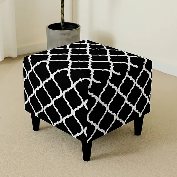 Gifts_Island_Polyester_1_Seater_Chair_Geometric_Cover_(Pack_Of_2_Black_Diamond_Stretchable_Ottoman_Cover_For_Square_Footrest,Puffy)