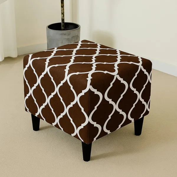 Gifts_Island_Polyester_1_Seater_Chair_Geometric_Cover_(Pack_Of_2_Brown_Diamond_Stretchable_Ottoman_Cover_For_Square_Footrest,Puffy)