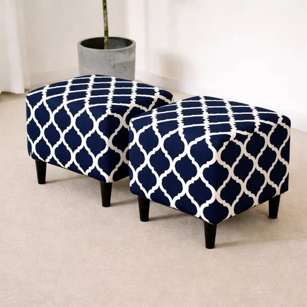 Gifts_Island_Polyester_1_Seater_Chair_Geometric_Cover_(Pack_Of_2_Navy_Diamond_Stretchable_Ottoman_Cover_For_Square_Footrest,Puffy)