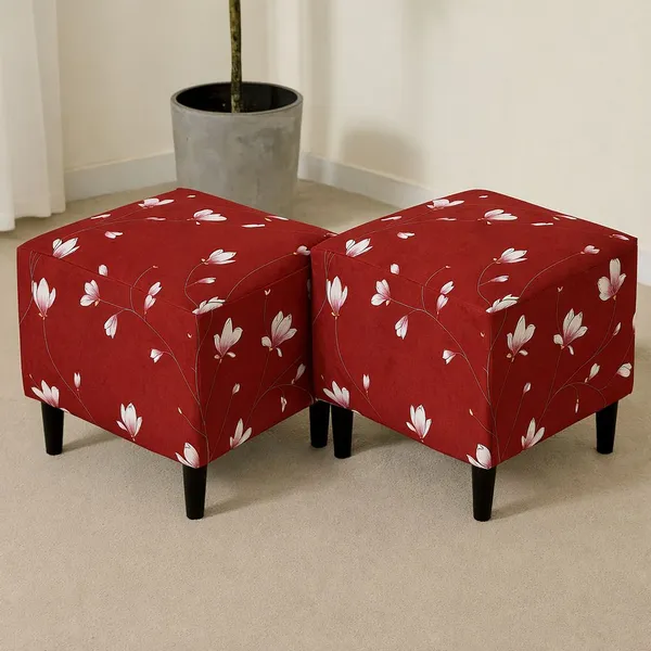 Gifts_Island_Polyester_1_Seater_Chair_Floral_Cover_(Pack_Of_2_Maroon_Floral_Stretchable_Ottoman_Cover_For_Square_Footrest,Puffy)