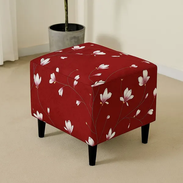 Gifts_Island_Polyester_1_Seater_Chair_Floral_Cover_(Pack_Of_2_Maroon_Floral_Stretchable_Ottoman_Cover_For_Square_Footrest,Puffy)