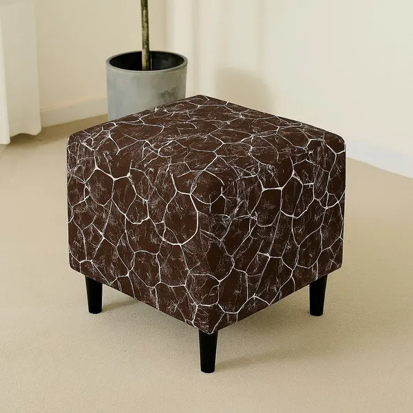 Gifts_Island_Polyester_1_Seater_Chair_Geometric_Cover_(Pack_Of_2_Brown_Marble_Stretchable_Ottoman_Cover_For_Square_Footrest,Puffy)