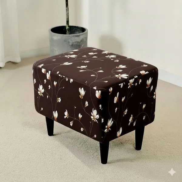 Gifts_Island_Polyester_1_Seater_Chair_Floral_Cover_(Pack_Of_2_Brown_Floral_Stretchable_Ottoman_Cover_For_Square_Footrest,Puffy)
