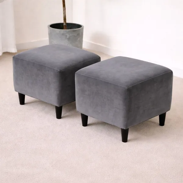 Gifts_Island_Velvet_1_Seater_Chair_Plain_Cover_(Pack_Of_2_Grey_Velvet_Stretchable_Ottoman_Cover_For_Square_Footrest,Puffy)