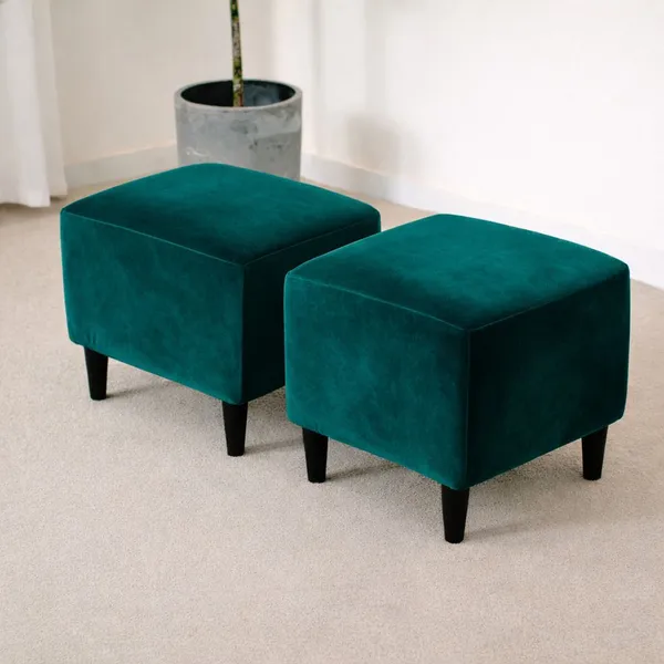 Gifts_Island_Velvet_1_Seater_Chair_Plain_Cover_(Pack_Of_2_Teal_Green_Velvet_Stretchable_Ottoman_Cover_For_Square_Footrest,Puffy)