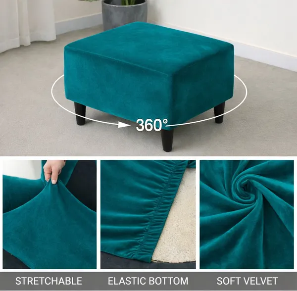 Gifts_Island_Velvet_1_Seater_Chair_Plain_Cover_(Pack_Of_2_Teal_Green_Velvet_Stretchable_Ottoman_Cover_For_Square_Footrest,Puffy)