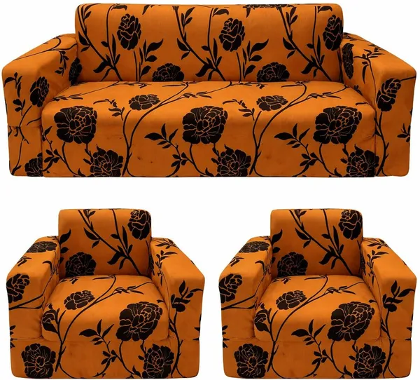 Gifts_Island_Polyester_3+1+1_Seater_Sofa_Floral_Cover_(Pack_Of_3_Gold_Black_Floral)