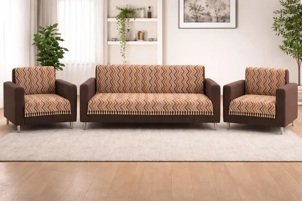 Gifts_Island_Velvet_3+1+1_Seater_Sofa_Striped_Cover_(Pack_Of_3_Brown_Wave)