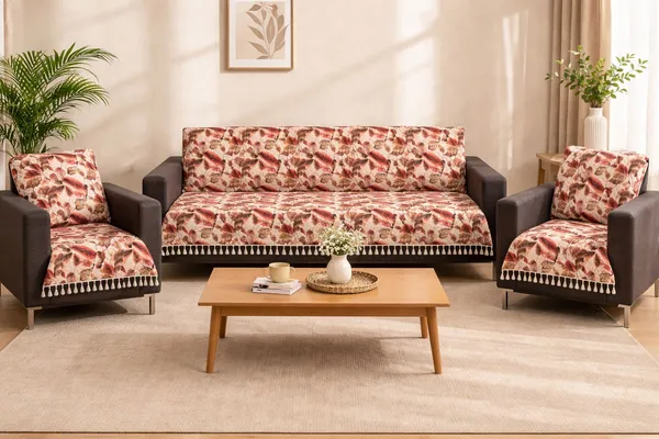 Gifts_Island_Velvet_3+1+1_Seater_Sofa_Floral_Cover_(Pack_Of_3_Maroon_Fur)