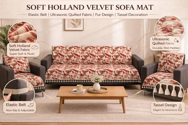 Gifts_Island_Velvet_3+1+1_Seater_Sofa_Floral_Cover_(Pack_Of_3_Maroon_Fur)
