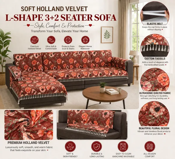 Gifts_Island_Velvet_3+2_Seater_L-Shape_Sofa_Floral_Cover_(Pack_Of_2_Maroon_Floral)