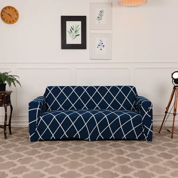 Gifts_Island_Polyester_Sofa_Checkered_Cover_(_Blue)
