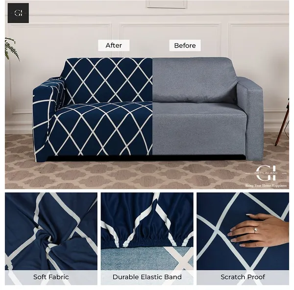 Gifts_Island_Polyester_Sofa_Checkered_Cover_(_Blue)