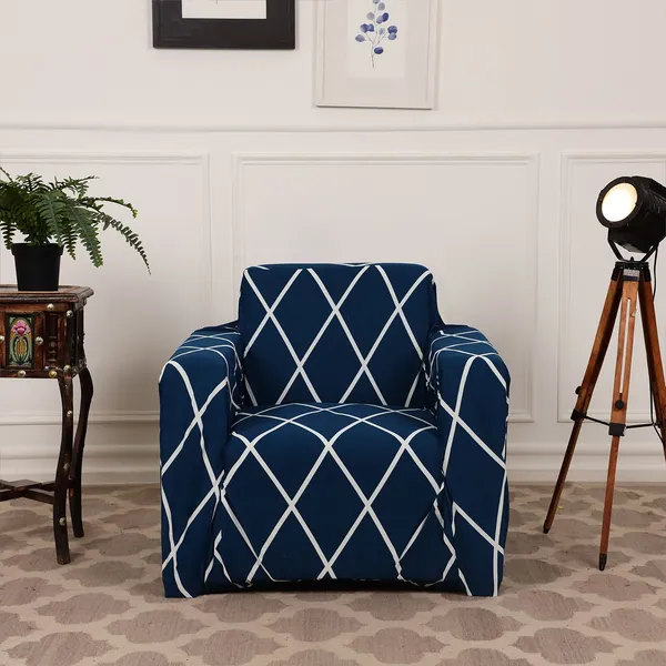 Gifts_Island_Polyester_Sofa_Checkered_Cover_(_Blue)