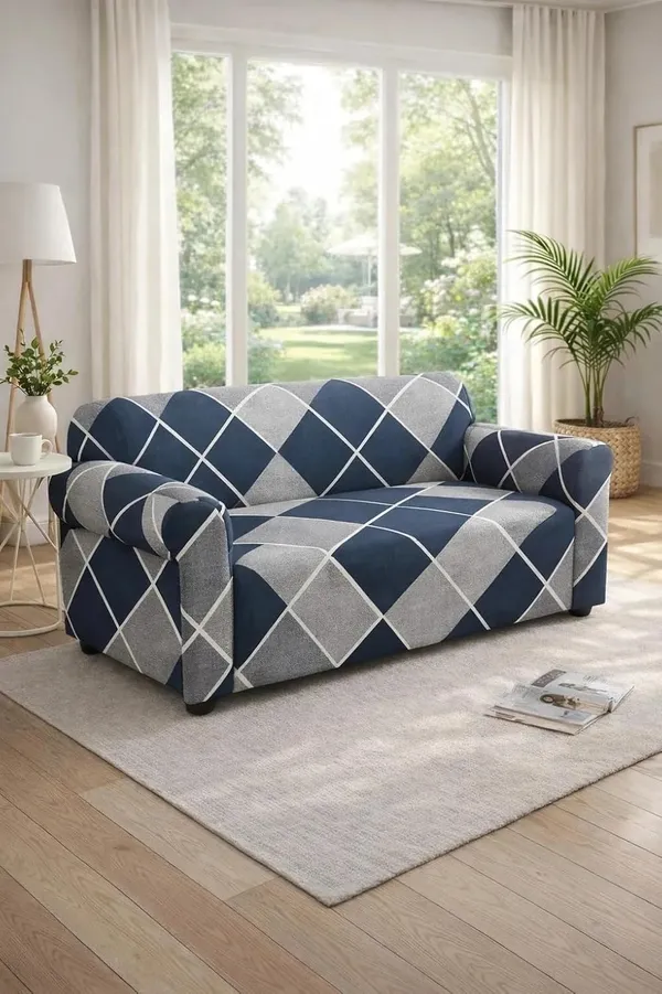 Gifts_Island_Polyester_3_Seater_Sofa_Rhombus_Cover_(_Blue_Rhombus)