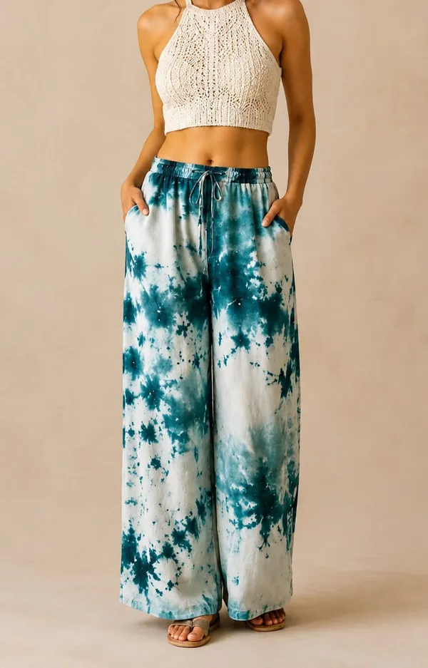 Blue_Tie_-_dye_Print_Cotton_Pants_For_Women