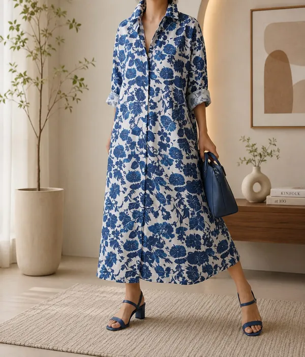 Boho_Floral__Long_Shirt_Dress_For_Women