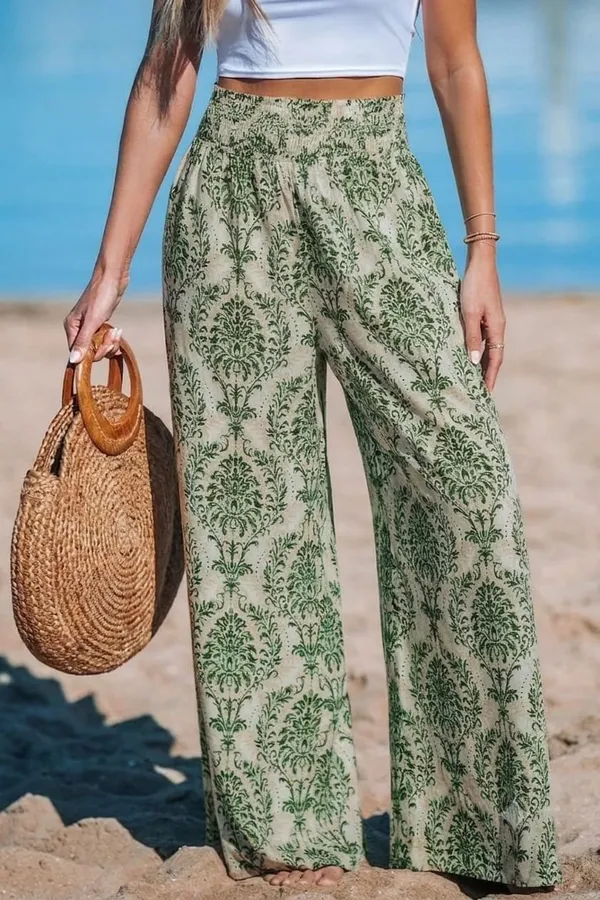 Green_Floral_Print_Cotton_Pants_For_Women