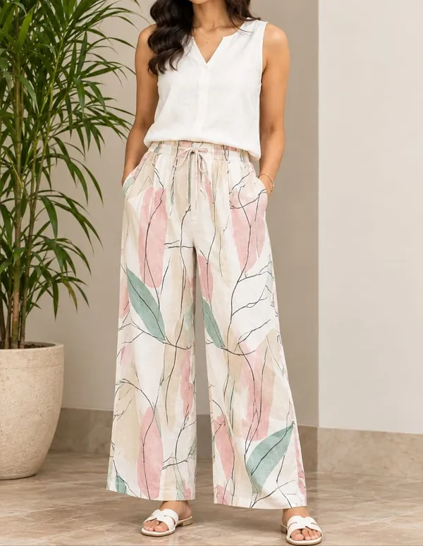 Pastel_Color_Print_Cotton_Pants_For_Women