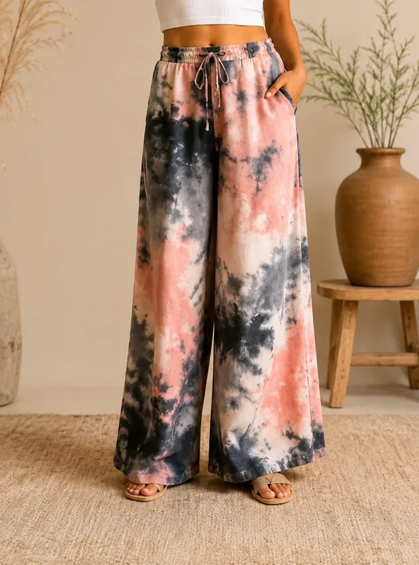 Pink_And_Grey_Tie_-_dye_Print_Cotton_Pants_For_Women