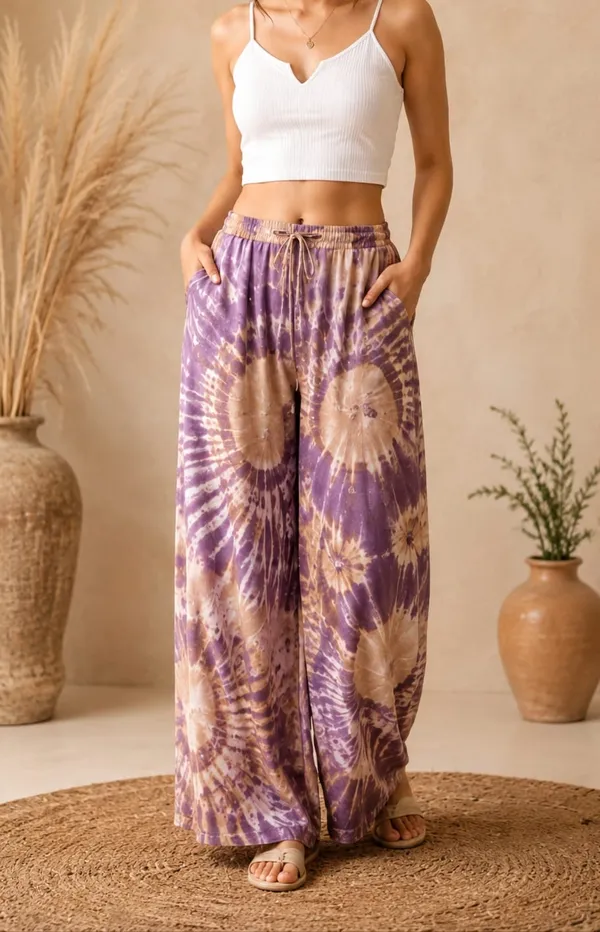 Purple__Tie_-_dye_Print_Cotton_Pants_For_Women