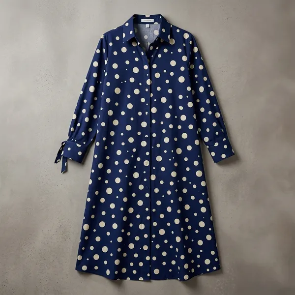 Blue_Cotton_Blend_Floral_Printed_Long_Shirt_Dress_For_Women