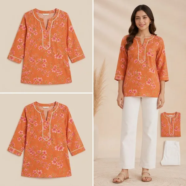 Orange_Cotton_Short_Top_For_Women