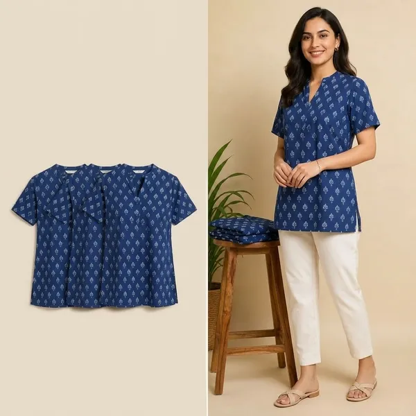 Blue_Cotton_Short_Top_For_Women