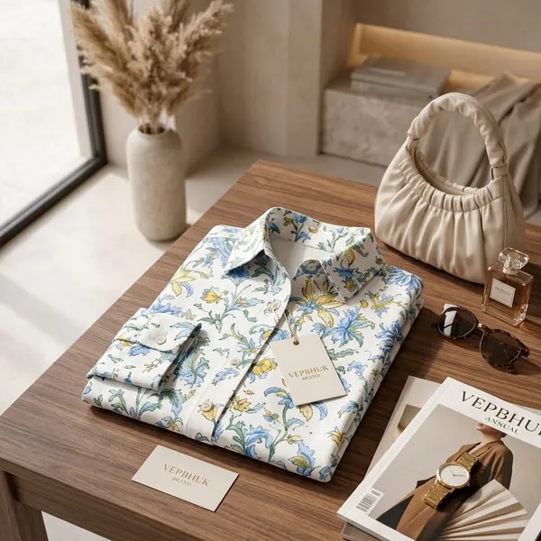White_Floral_Long_Shirt_Dress_For_Women