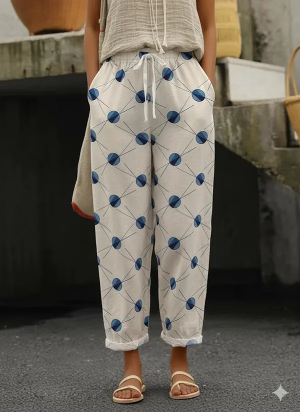 White_&_Blue_Cotton_Pants_For_Women