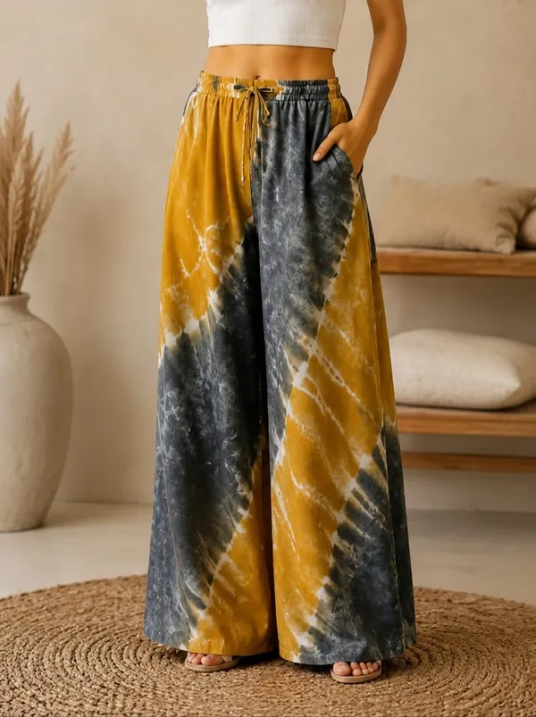 Mustard_And_Grey_Tie_-_dye_Print_Cotton_Pants_For_Women
