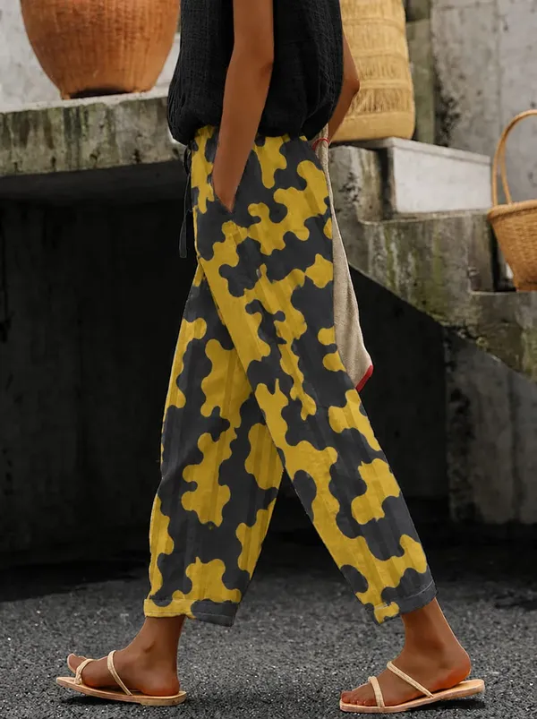 Beige_And_Black_Cotton_Pants_For_Women