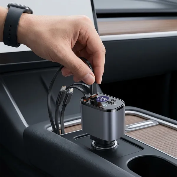 Multi-Charge_Pro_Car_Charger_|_4-in-1_Super_Fast_Charge_120W_With_Voltage_Display