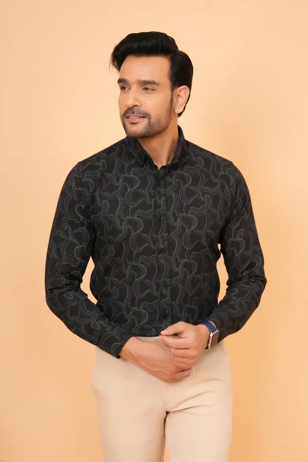 Black_Printed_Cotton_Slim_Fit_Shirt_For_Men
