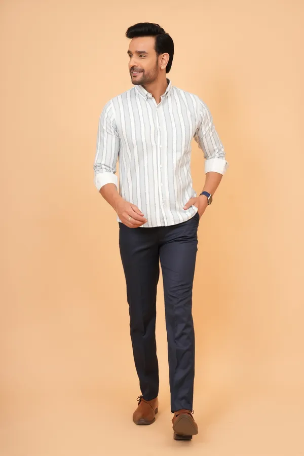 White_Striped_Cotton_Slim_Fit_Shirt_For_Men