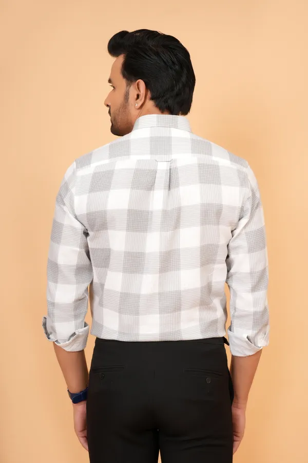 White_And_Grey_Checked_Cotton_And_Polyester_Slim_Fit_Formal_Shirt_For_Men