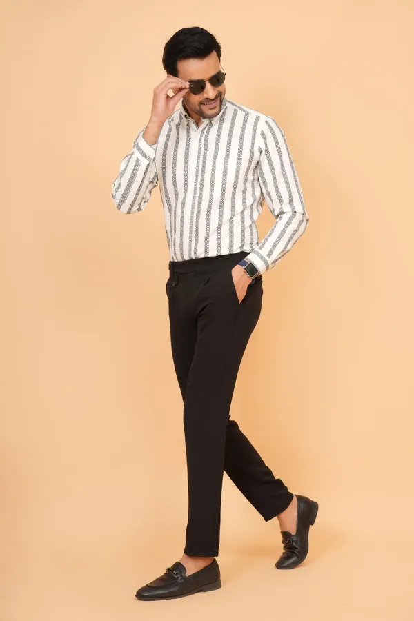 White_And_Black__Striped_Cotton_Slim_Fit_Formal_Shirt_For_Men