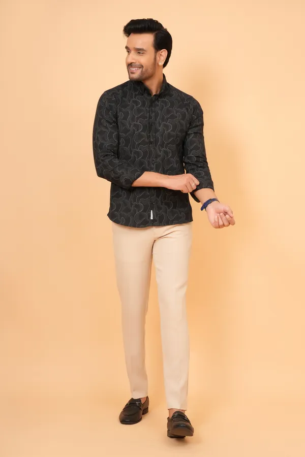 Black_Printed_Cotton_Slim_Fit_Shirt_For_Men