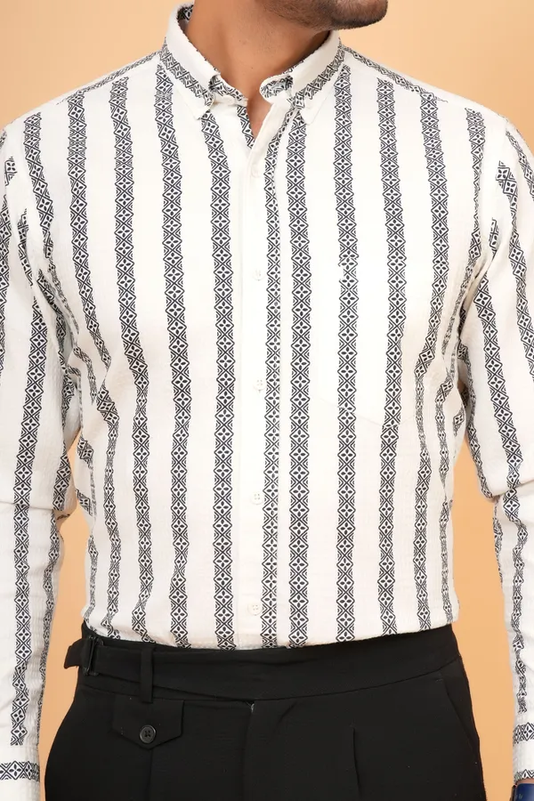 White_And_Black__Striped_Cotton_Slim_Fit_Formal_Shirt_For_Men