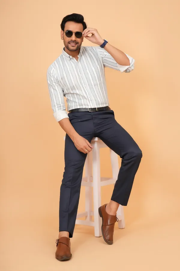 White_Striped_Cotton_Slim_Fit_Shirt_For_Men