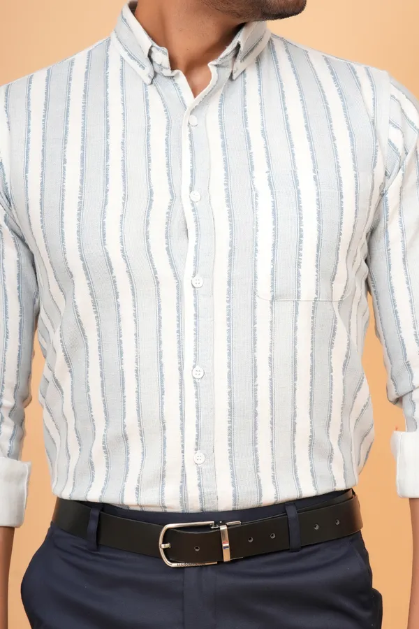White_Striped_Cotton_Slim_Fit_Shirt_For_Men