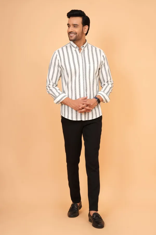 White_And_Black__Striped_Cotton_Slim_Fit_Formal_Shirt_For_Men