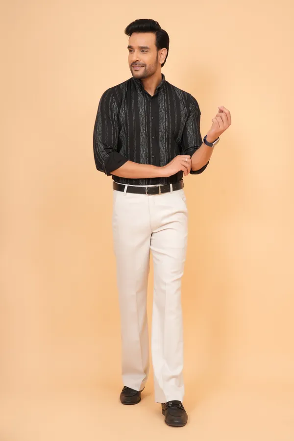 Black_Striped_Cotton_And_Polyester_Slim_Fit_Shirt_For_Men