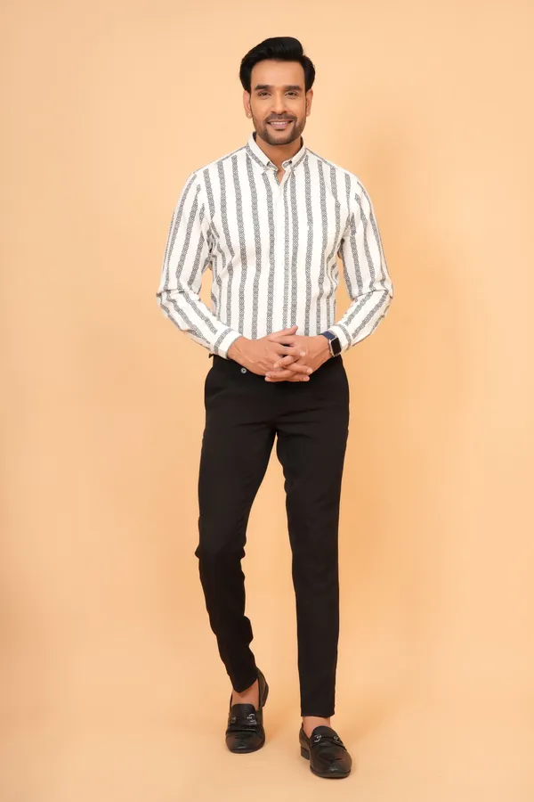 White_And_Black__Striped_Cotton_Slim_Fit_Formal_Shirt_For_Men