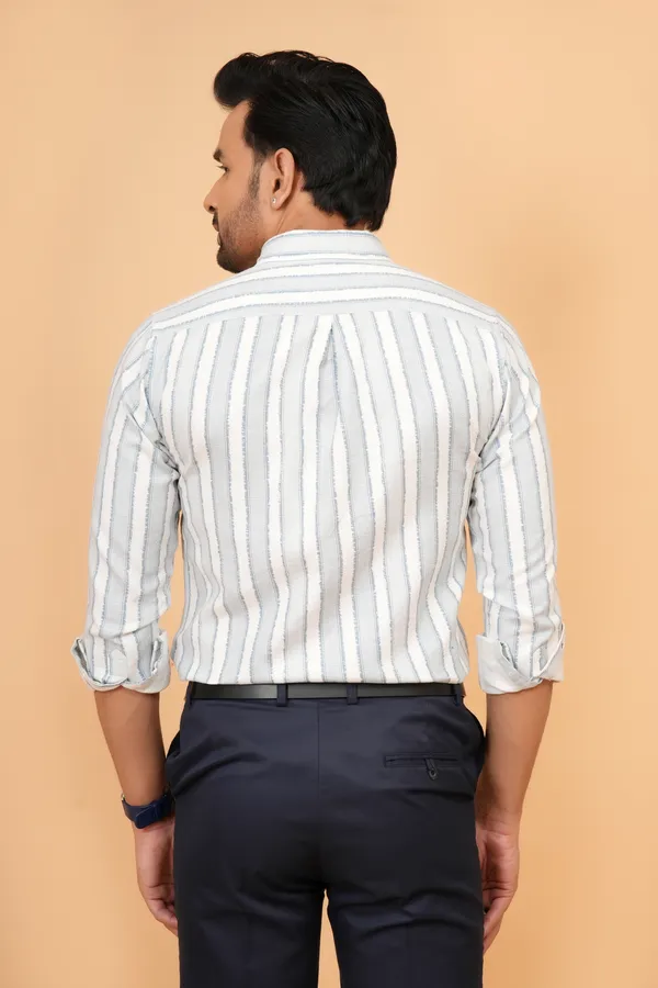 White_Striped_Cotton_Slim_Fit_Shirt_For_Men