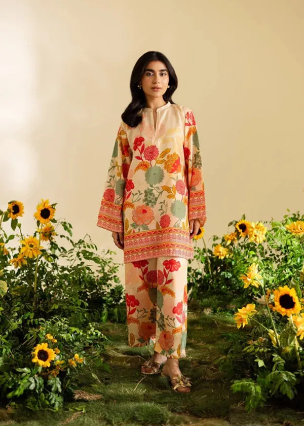 Beige_Linen_Straight_Floral_Print_Two_Piece_Kurta_Set_For_Women
