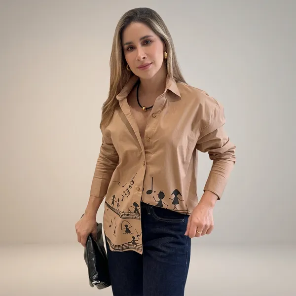 Beige_Musical_Note_Print_Cotton_Shirt_For_Women